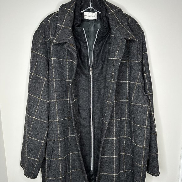 Donna Enrica Size 28 Gray Grey Wood Blend Jacket Coat - Picture 3 of 9